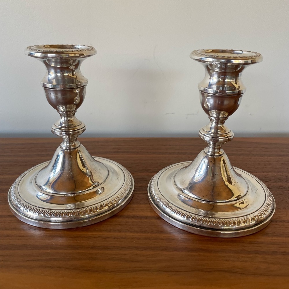 Sterling Silver Candlesticks-  Classic Rope Motif